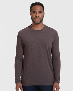 True ClassicHeather Dark Oak Long Sleeve Crew Neck Tee