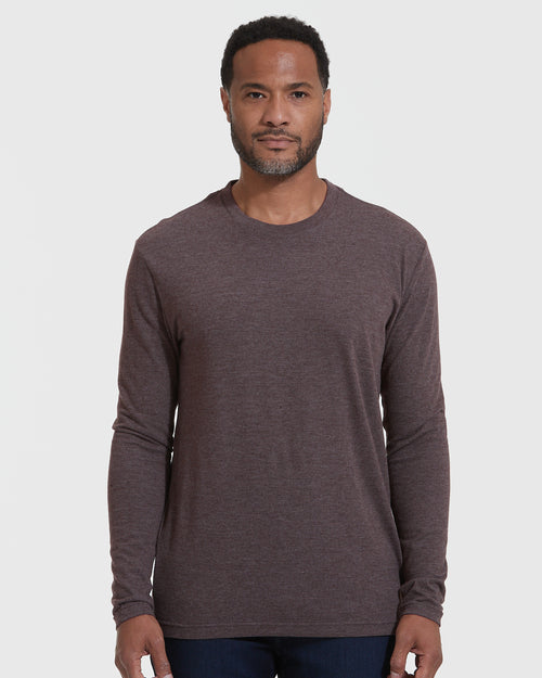 Heather Dark Oak Long Sleeve Crew Neck Tee