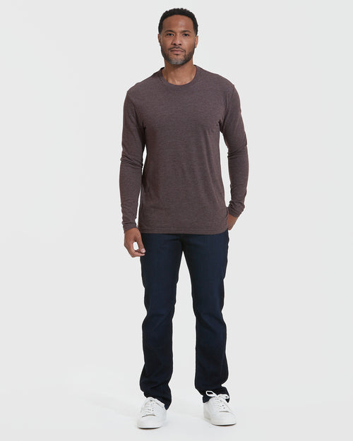 Heather Dark Oak Long Sleeve Crew Neck Tee