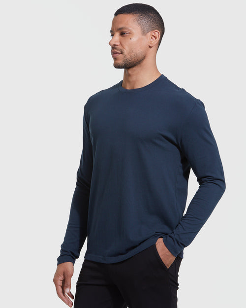 All Navy Long Sleeve Crew Neck 3-Pack