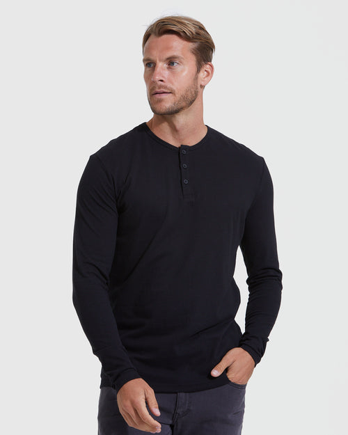 Monochrome Long Sleeve Henley 3-Pack