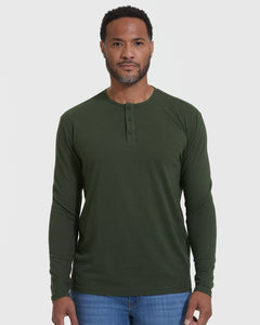 True ClassicDark Olive Long Sleeve Henley