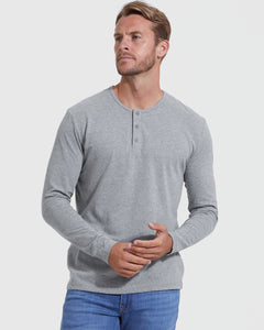 True ClassicHeather Gray Long Sleeve Henley