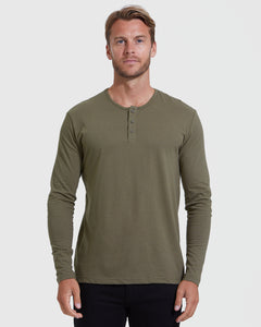 True ClassicMilitary Green Long Sleeve Henley