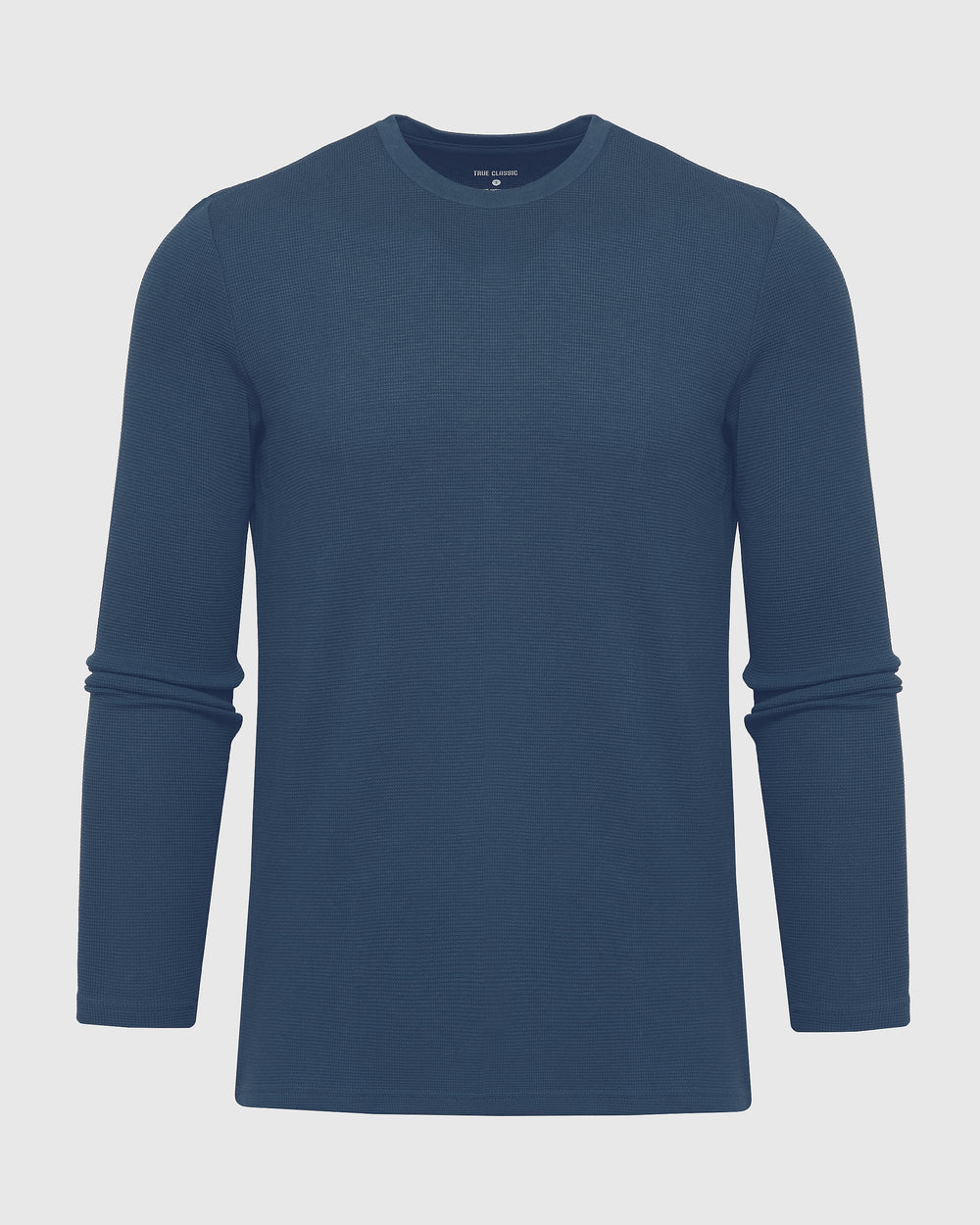 Deep Sea Blue Waffle Long Sleeve Crew Neck