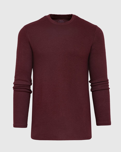 Mahogany Waffle Long Sleeve Crew Neck