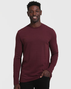 True ClassicMahogany Waffle Long Sleeve Crew Neck