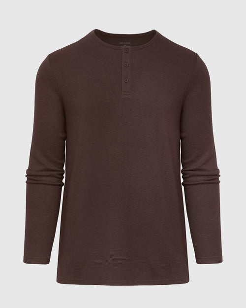 Dark Oak Waffle Long Sleeve Henley