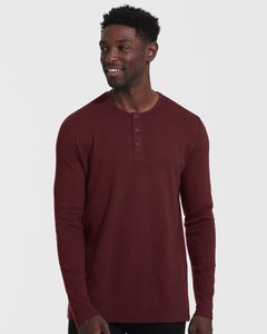 True ClassicMahogany Waffle Long Sleeve Henley