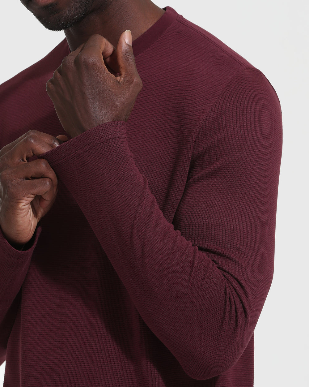 Mahogany Waffle Long Sleeve Henley