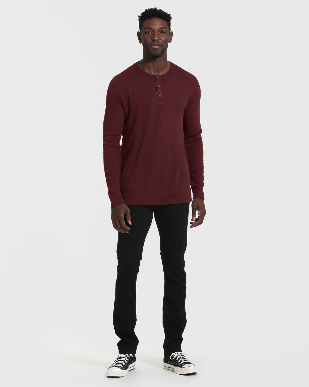 Mahogany Waffle Long Sleeve Henley