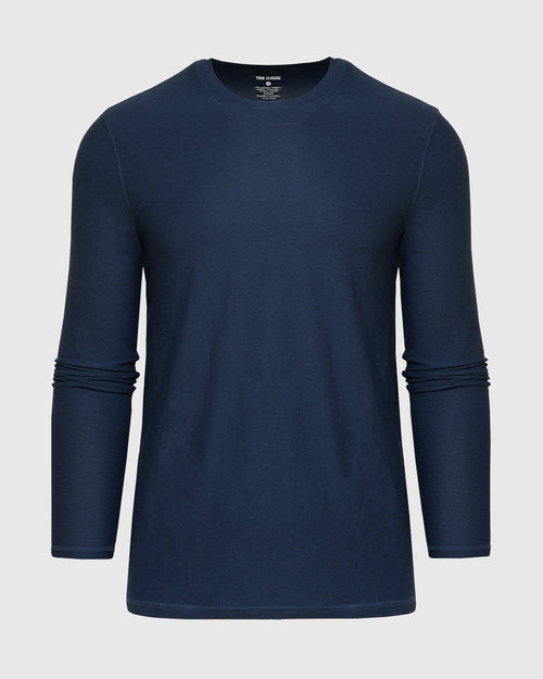 Deep Sea Blue Heather Active Long Sleeve Crew T-Shirt