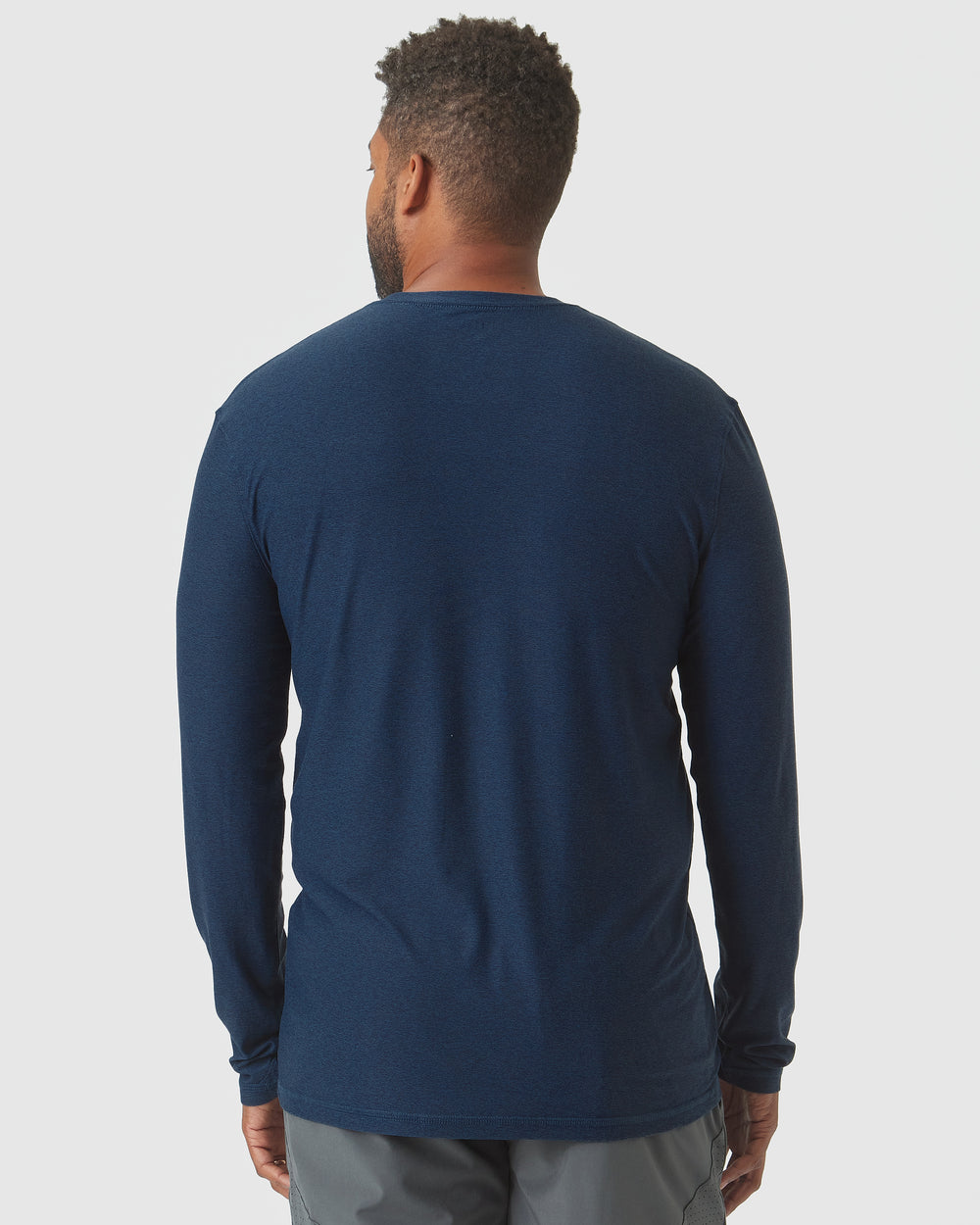 Deep Sea Blue Heather Active Long Sleeve Crew T-Shirt