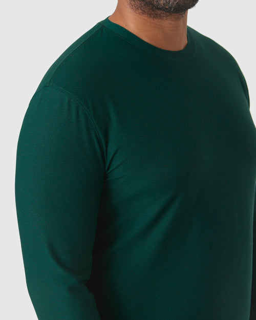 Evergreen Heather Active Long Sleeve Crew T-Shirt