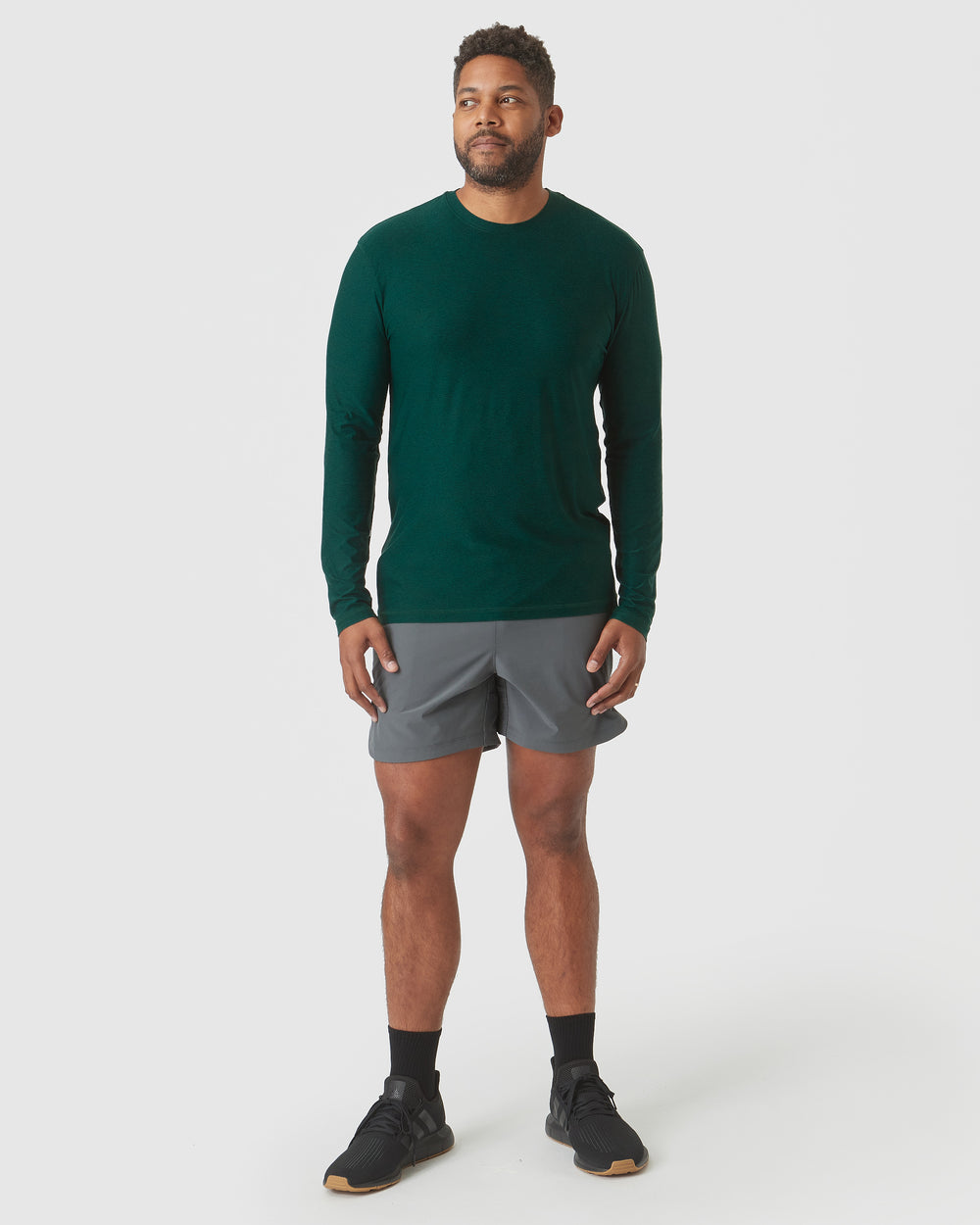 Evergreen Heather Active Long Sleeve Crew T-Shirt