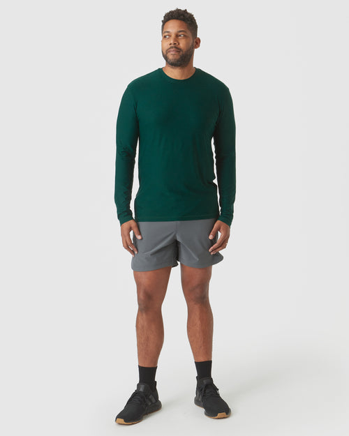 Evergreen Heather Active Long Sleeve Crew T-Shirt