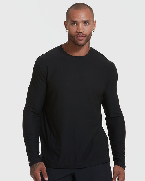 Black Active Long Sleeve Crew Neck T-Shirt