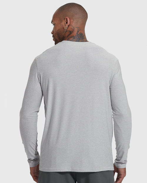 Heather Light Gray Active Long Sleeve Crew T-Shirt