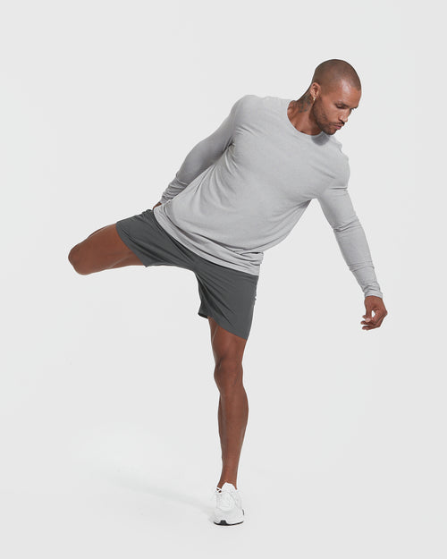 Heather Light Gray Active Long Sleeve Crew T-Shirt