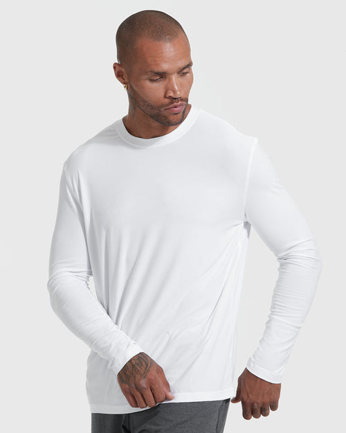 White Active Long Sleeve Crew T-Shirt