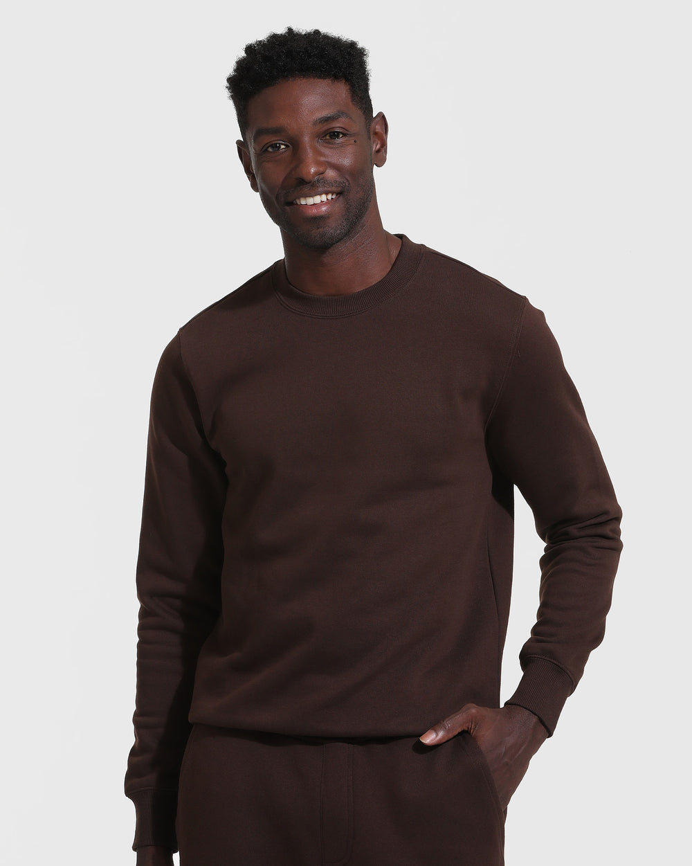 Dark Oak Fleece French Terry Pullover Crew Neck