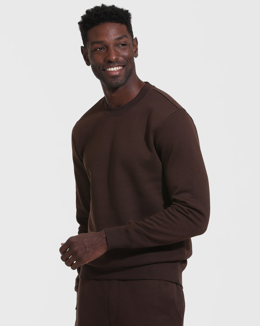 Dark Oak Fleece French Terry Pullover Crew Neck