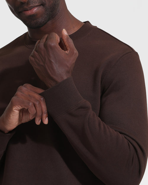 Dark Oak Fleece French Terry Pullover Crew Neck