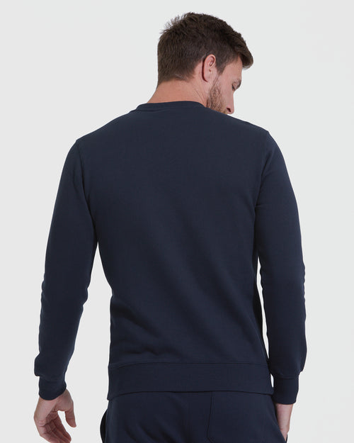 Navy Fleece French Terry Pullover Crew Neck