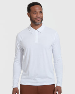 True ClassicWhite Long Sleeve Polo