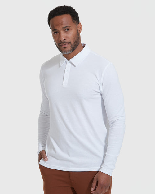 White Long Sleeve Polo