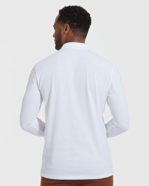 White Long Sleeve Polo