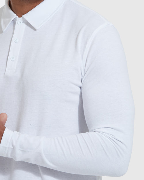 White Long Sleeve Polo