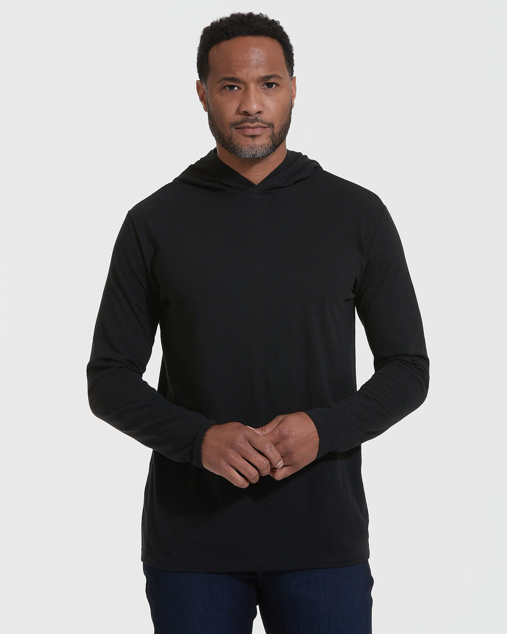 Black Hooded Long Sleeve T-Shirt