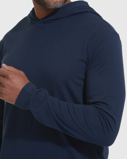 Navy Hooded Long Sleeve T-Shirt