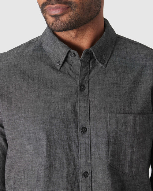 Black Wash Long Sleeve Chambray Shirt