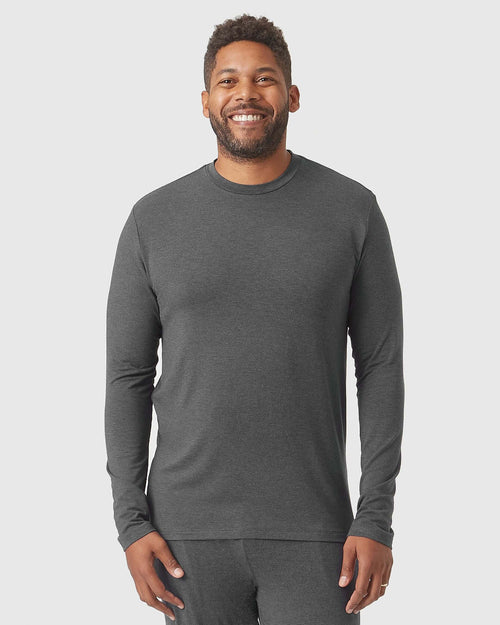 Charcoal Heather Gray Loungewear Long Sleeve Tee And Jogger Set