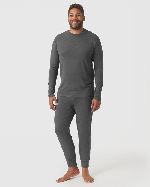 Charcoal Heather Gray Long Sleeve Loungewear Tee