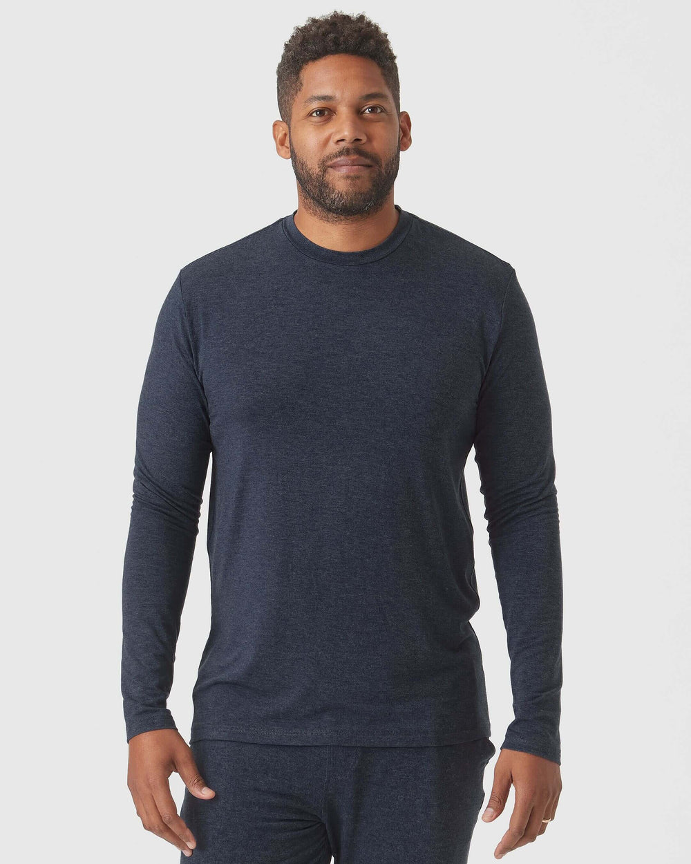 Heather Navy Loungewear Long Sleeve Tee And Jogger Set