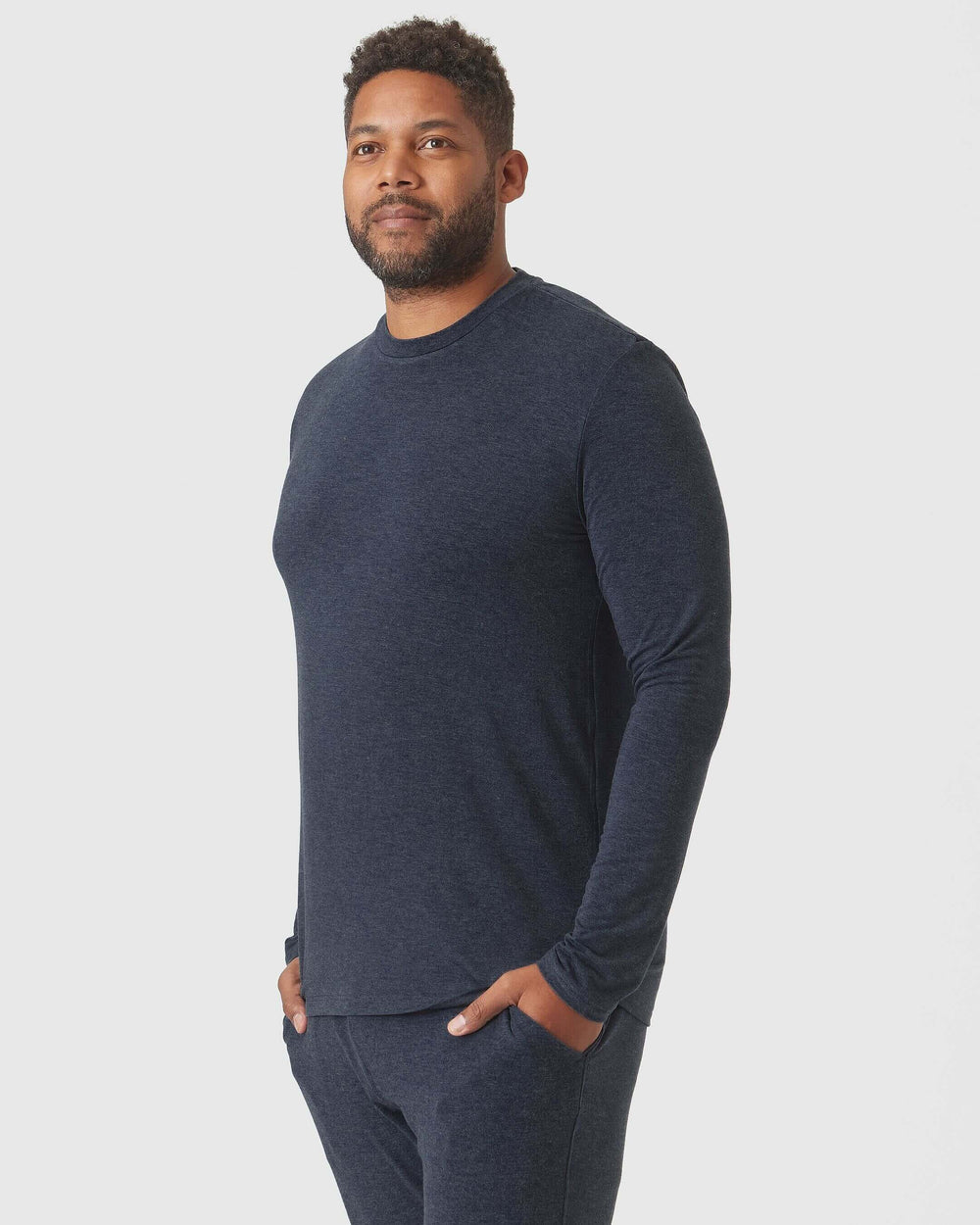 Heather Navy Loungewear Long Sleeve Tee And Jogger Set