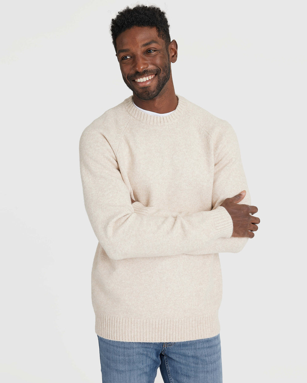 Heather Oatmeal Crew Neck Sweater