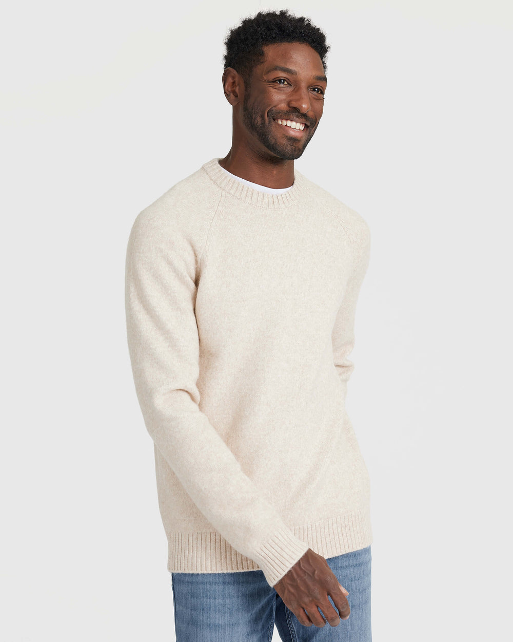 Heather Oatmeal Crew Neck Sweater