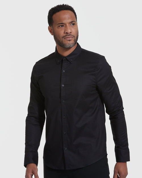 Black Stretch Oxford Long Sleeve Shirt