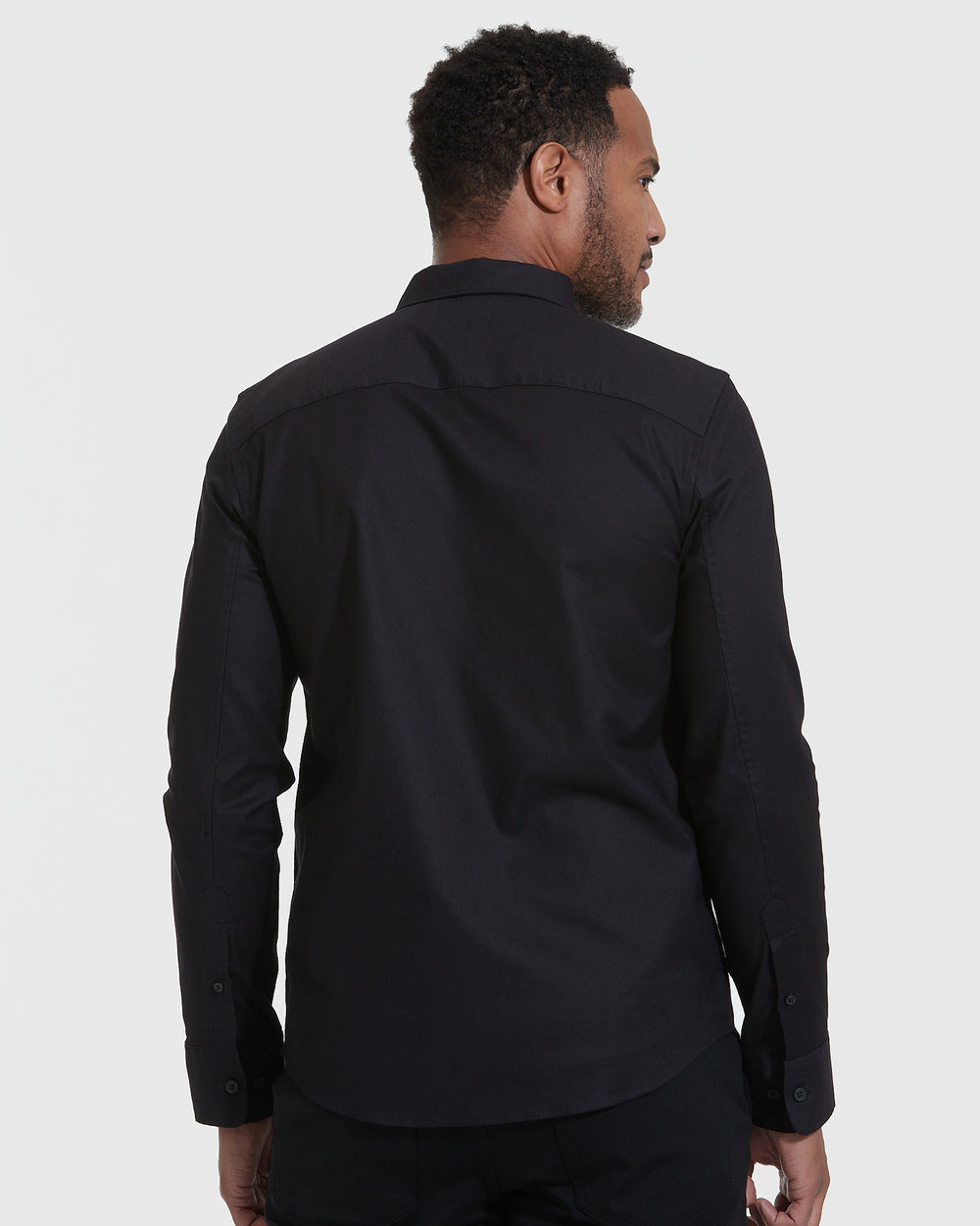 Black Stretch Oxford Long Sleeve Shirt