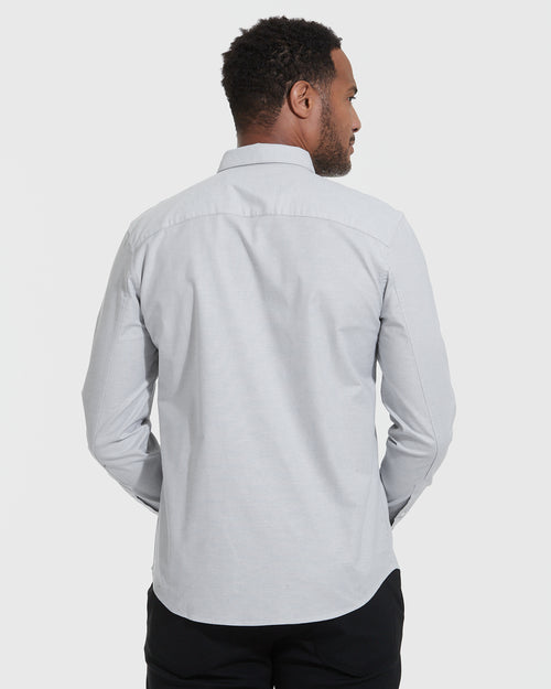 Light Gray Stretch Oxford Long Sleeve Shirt