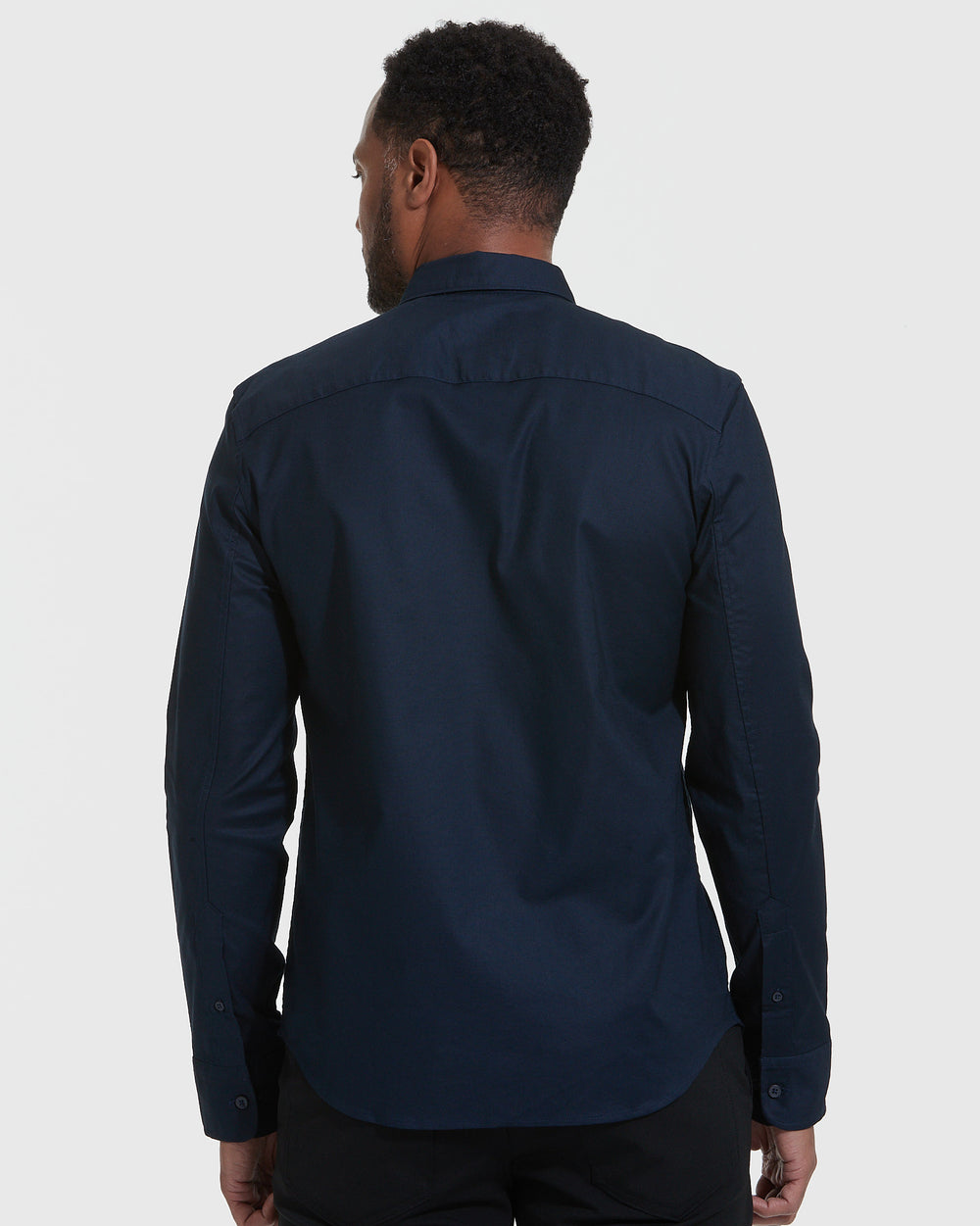 Navy Stretch Oxford Long Sleeve Shirt