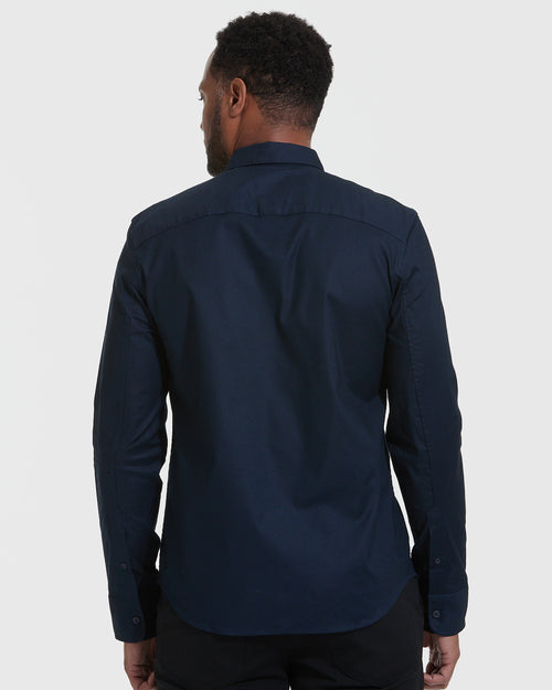 Navy Stretch Oxford Long Sleeve Shirt