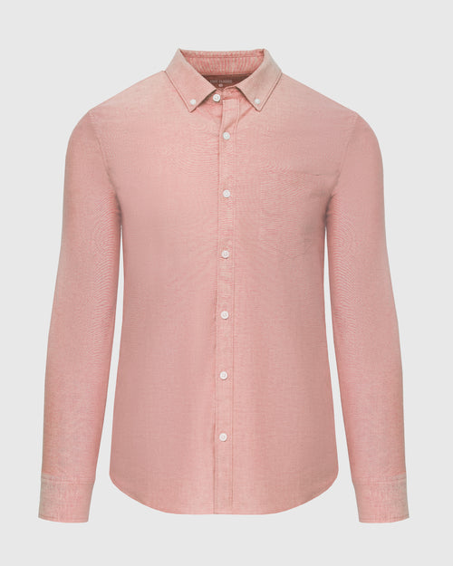 Peach Stretch Oxford Long Sleeve Shirt