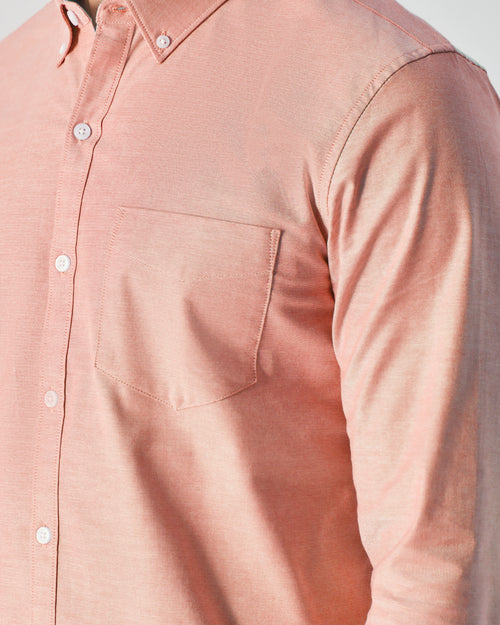 Peach Stretch Oxford Long Sleeve Shirt