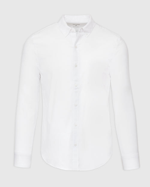 White Stretch Oxford Long Sleeve Shirt