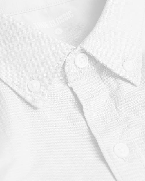 White Stretch Oxford Long Sleeve Shirt